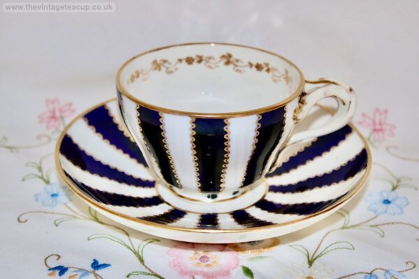 Bloor Derby Porcelain Blue Stripe Tea Cup