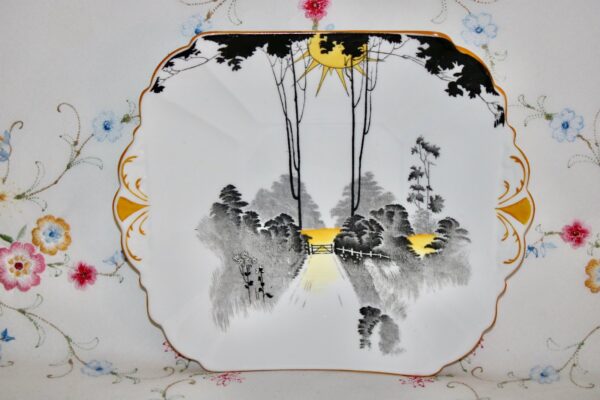 Shelley Tall Trees and Sunrise Cake Plate 11678