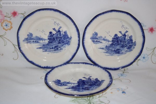 Royal Doulton Norfolk 12 sided set Small Plates Blue White China