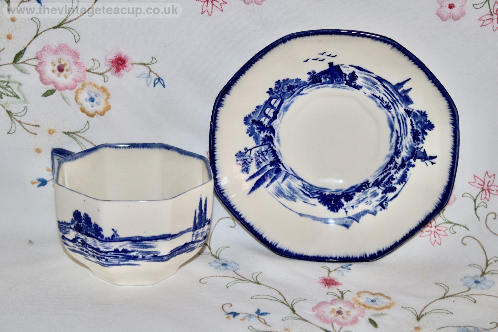 Royal Doulton Norfolk Breakfast Cup & Saucer Blue White China