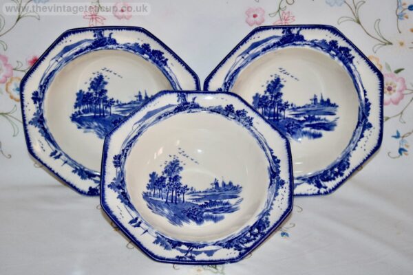 Royal Doulton Norfolk Octagonal Set Bowls Blue White china
