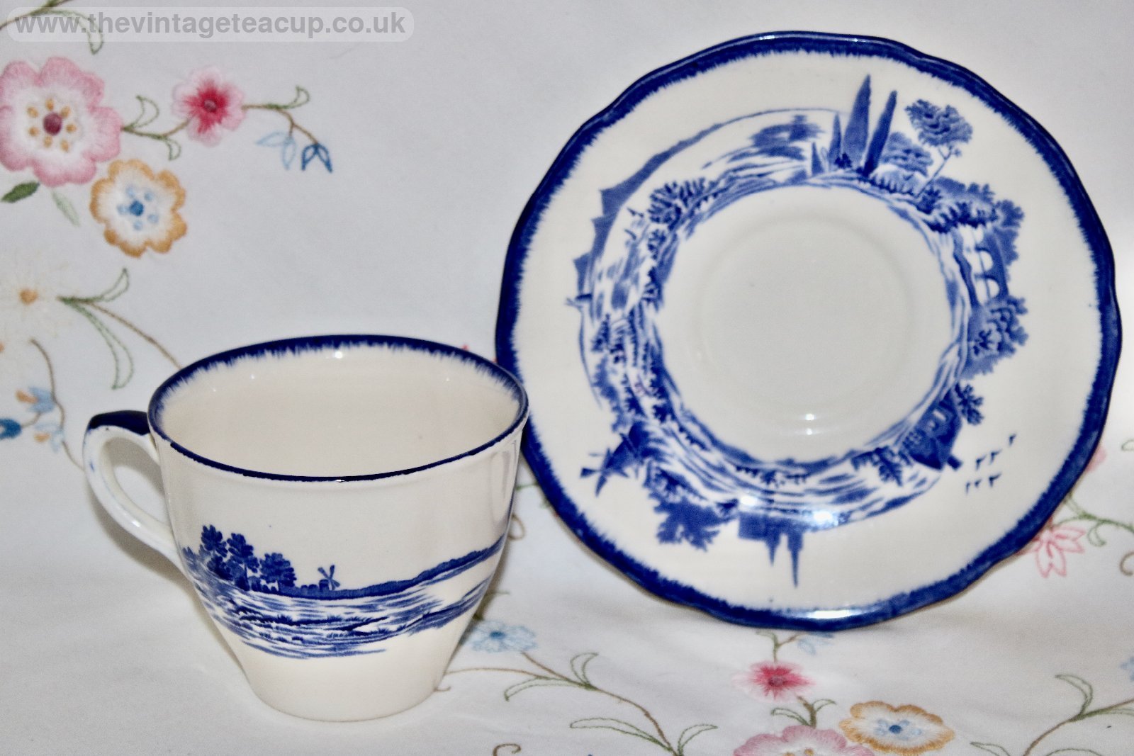 Royal Doulton Norfolk Tea Cup & Saucer Blue White China