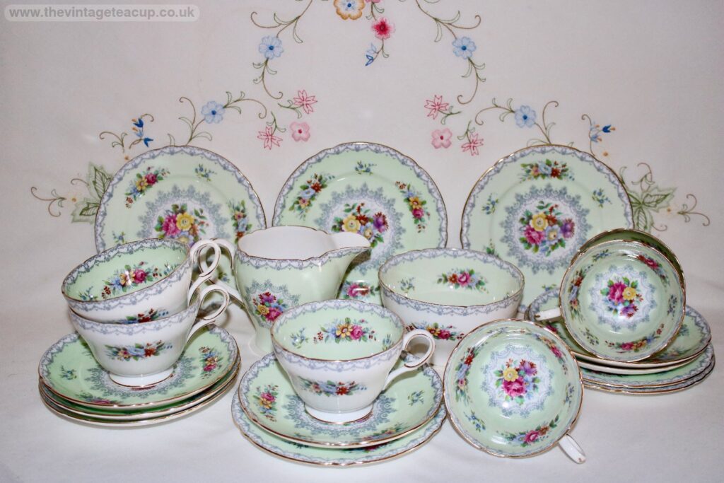 Shelley Green Crochet Tea Set Regent 13643