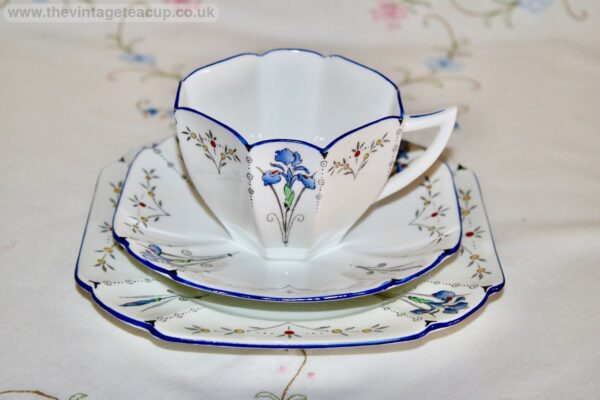 Shelley Tea Set Trio Blue Iris Queen Anne 11561