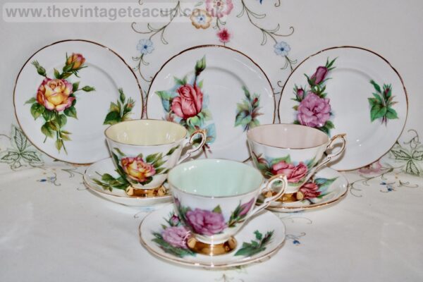 Famous Tea Roses Six World Famous Roses Tea Set Harry Wheatcroft Bone china