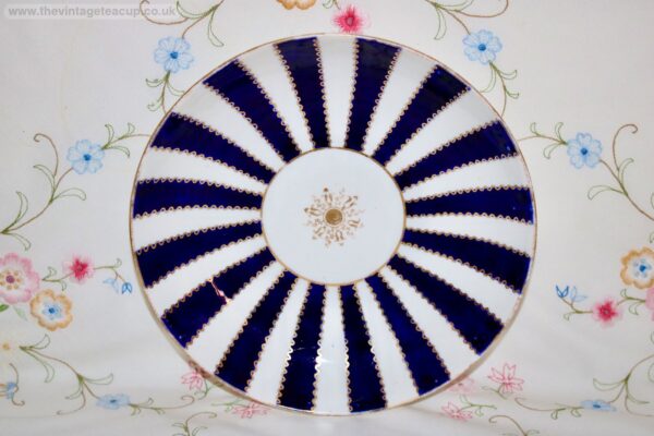 Bloor Derby Porcelain Blue Regency Stripe Cake Plate