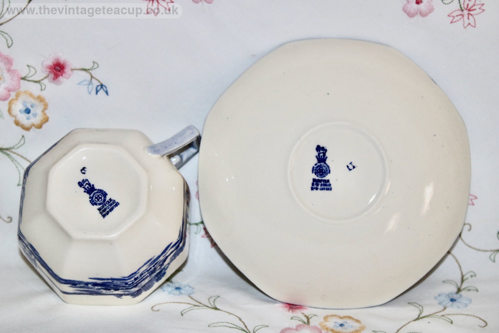 Royal Doulton Norfolk Breakfast Cup & Saucer Blue White China